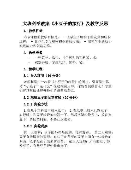 大班科学教案《小豆子的旅行》及教学反思