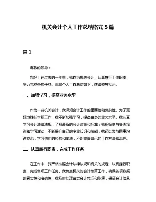 机关会计个人工作总结格式5篇
