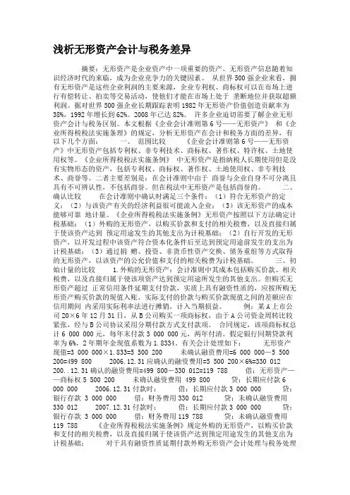 浅析无形资产会计与税务差异