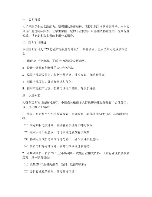 实训报告单小组分工