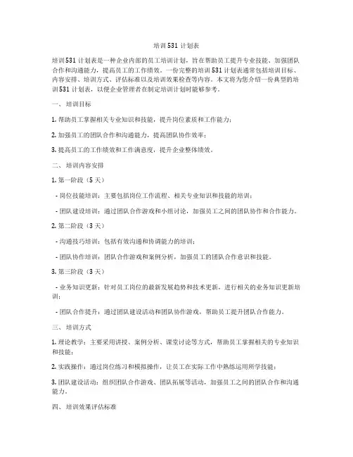 培训531计划表