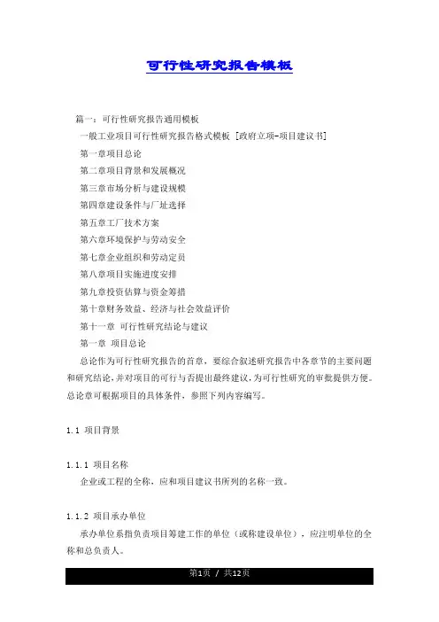 可行性研究报告模
