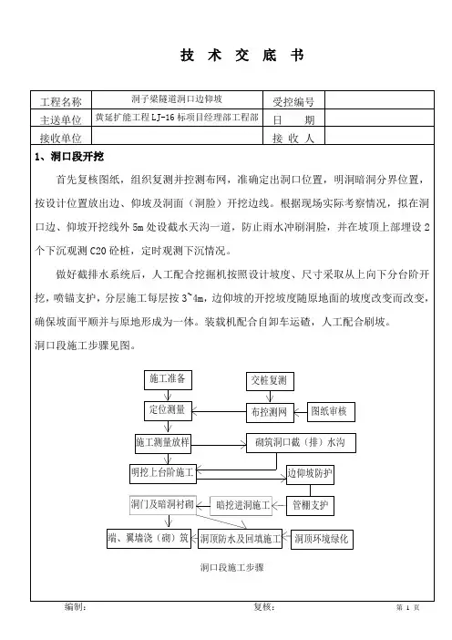 洞口边仰坡技术交底