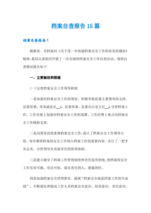 档案自查报告15篇