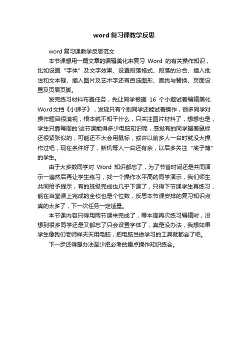 word复习课教学反思