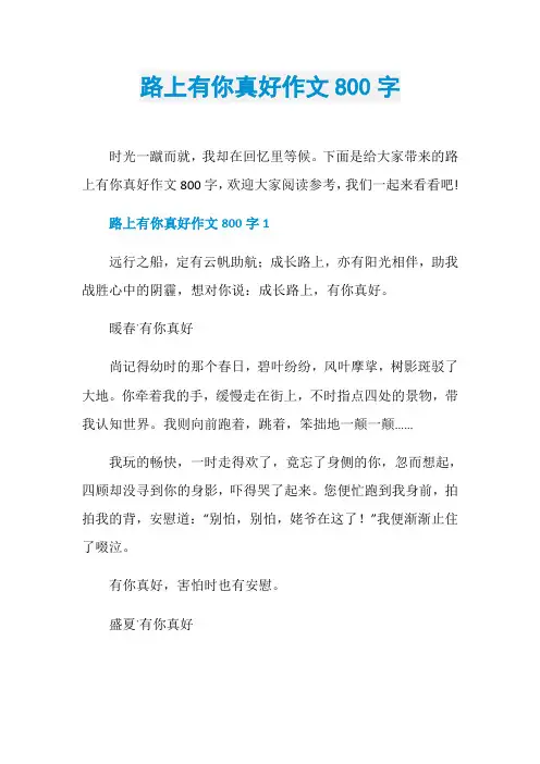 路上有你真好作文800字