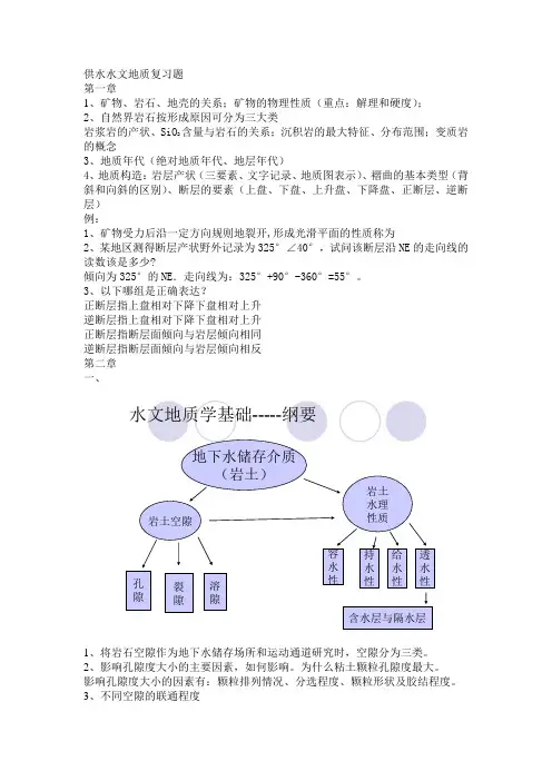 供水水文地质总结及习题