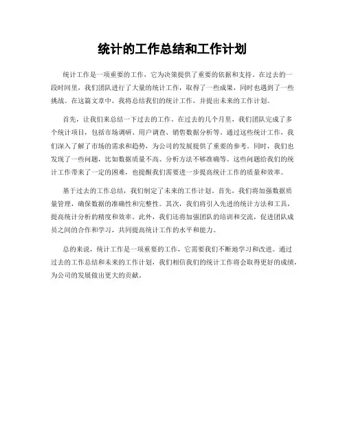 统计的工作总结和工作计划