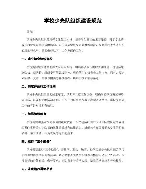 学校少先队组织建设规范