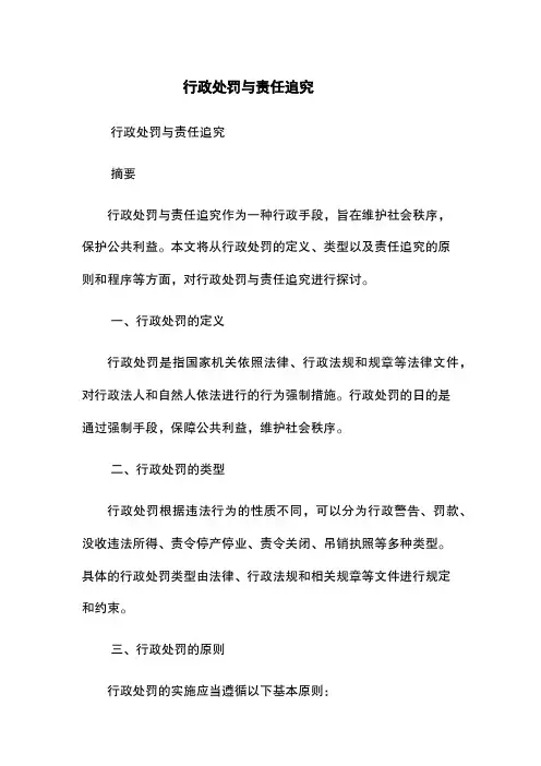 行政处罚与责任追究