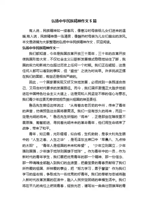 弘扬中华民族精神作文5篇