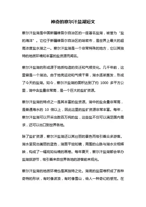 神奇的察尔汗盐湖短文