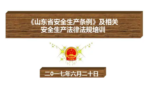 《山东省安全生产条例》及相关安全生产法律法规培训
