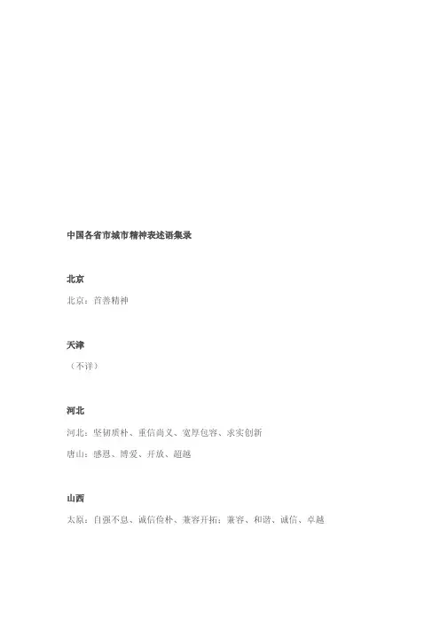[应用]中国各省市城市精神表述语集录