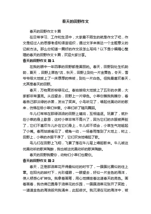 春天的田野作文9篇