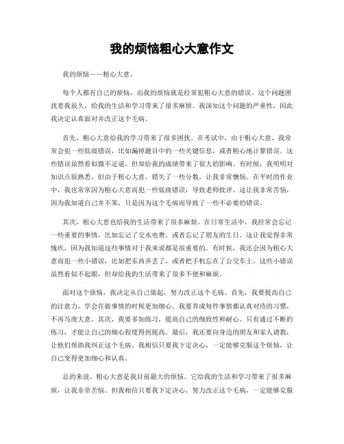 我的烦恼粗心大意作文