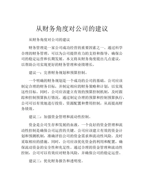 从财务角度对公司的建议