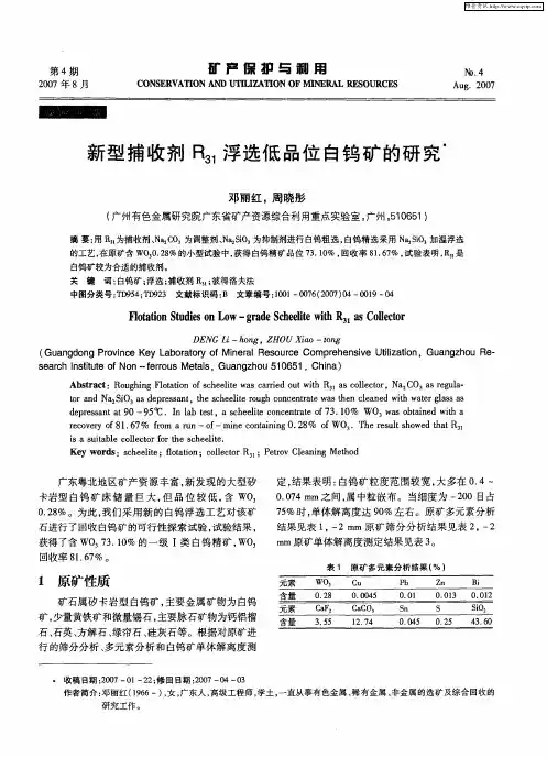 新型捕收剂R31浮选低品位白钨矿的研究