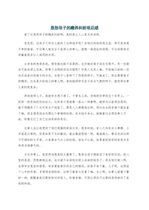 恩怨母子的赡养纠纷观后感