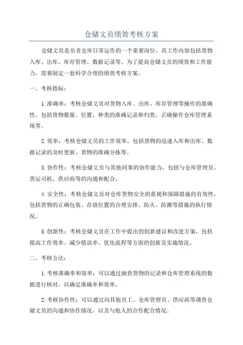 仓储文员绩效考核方案