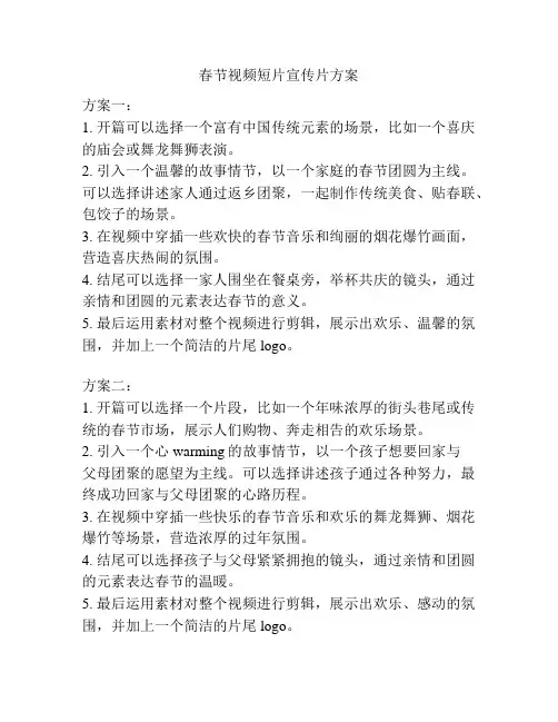 春节视频短片宣传片方案