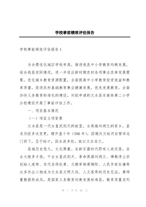 学校事前绩效评估报告