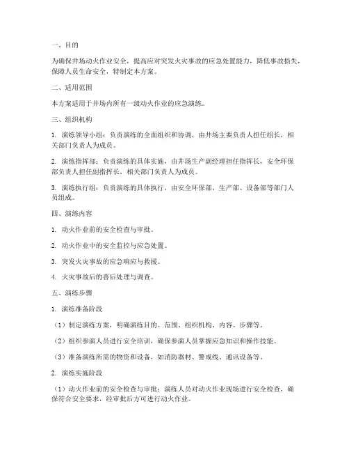 井场一级动火应急演练方案