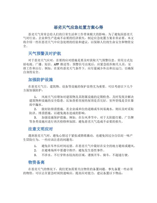 恶劣天气应急处置方案心得