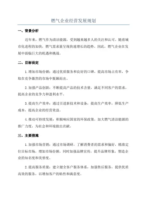 燃气企业经营发展规划