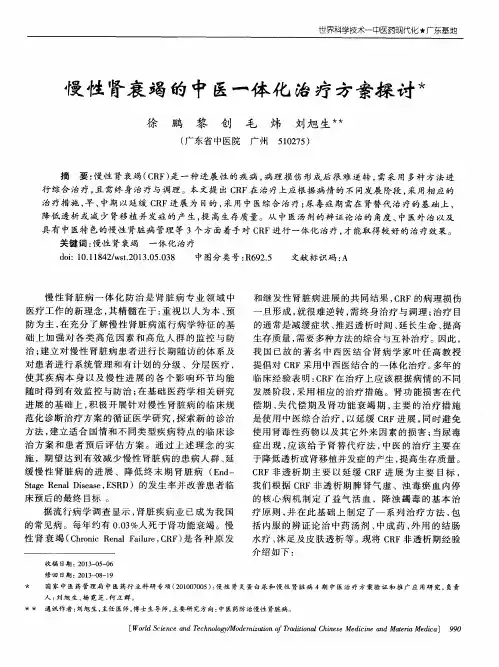 慢性肾衰竭的中医一体化治疗方案探讨