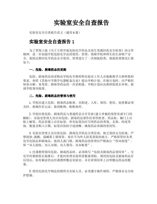 实验室安全自查报告