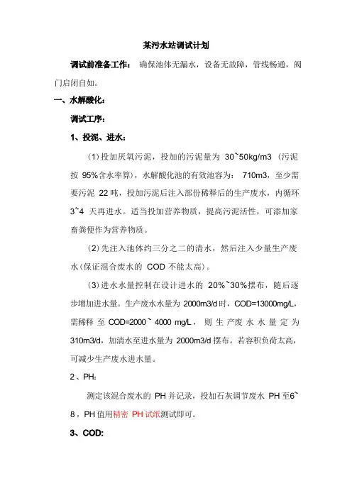 厌氧调试计划