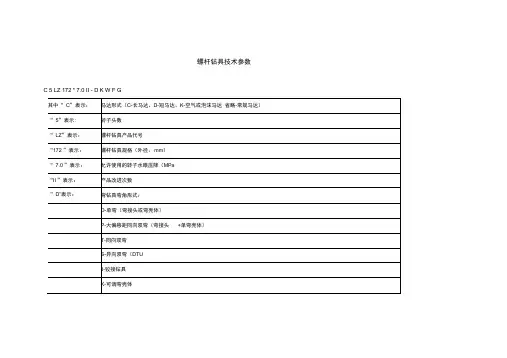 螺杆钻具技术参数