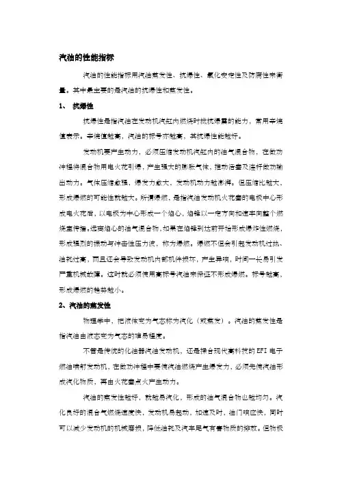 汽油的性能指标