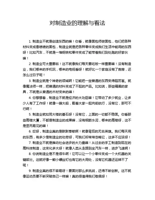 对制造业的理解与看法