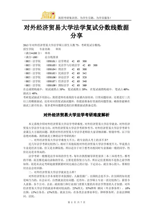 对外经济贸易大学法学复试分数线数据分享