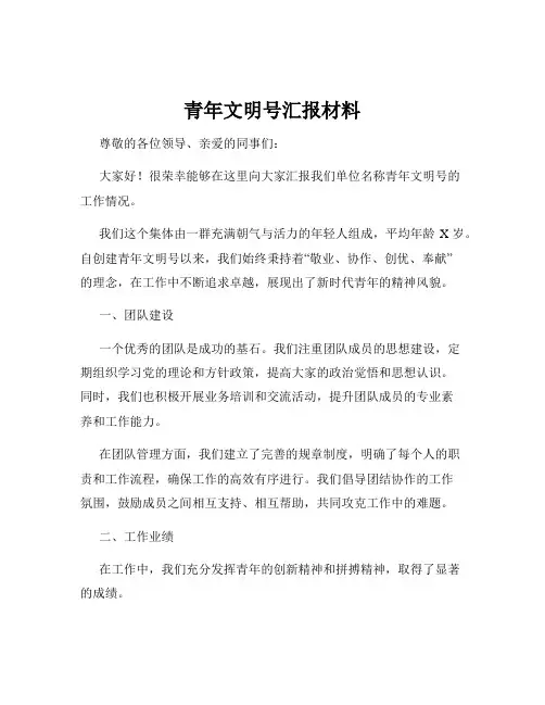 青年文明号汇报材料