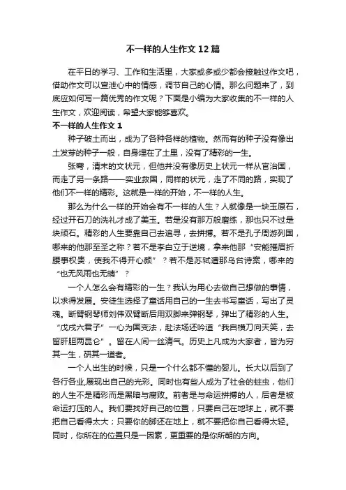 不一样的人生作文12篇