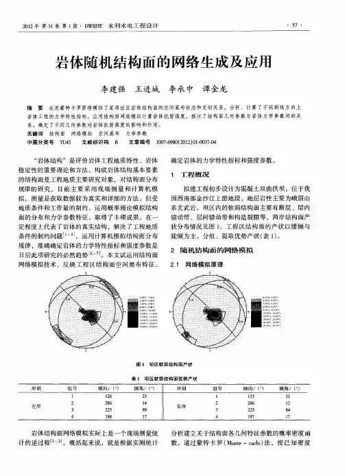 岩体随机结构面的网络生成及应用