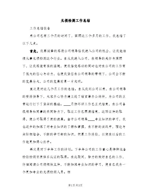 无损检测工作总结（2篇）