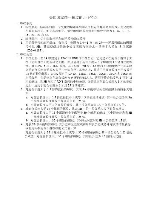 美国国家标准统一螺纹（ANSIB1.1-1982）
