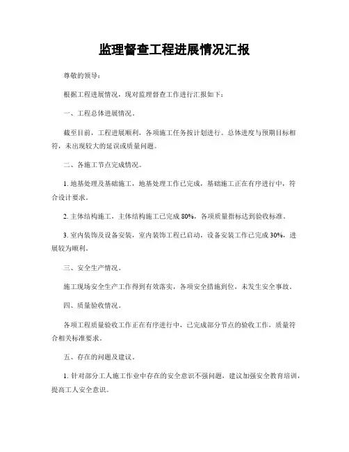 监理督查工程进展情况汇报