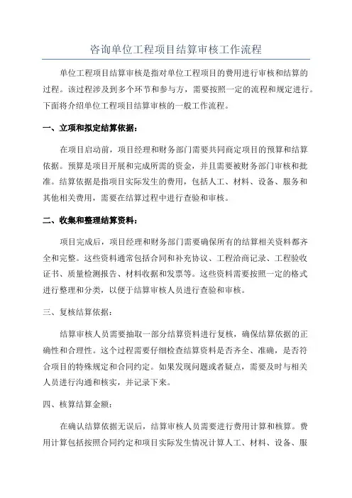 咨询单位工程项目结算审核工作流程