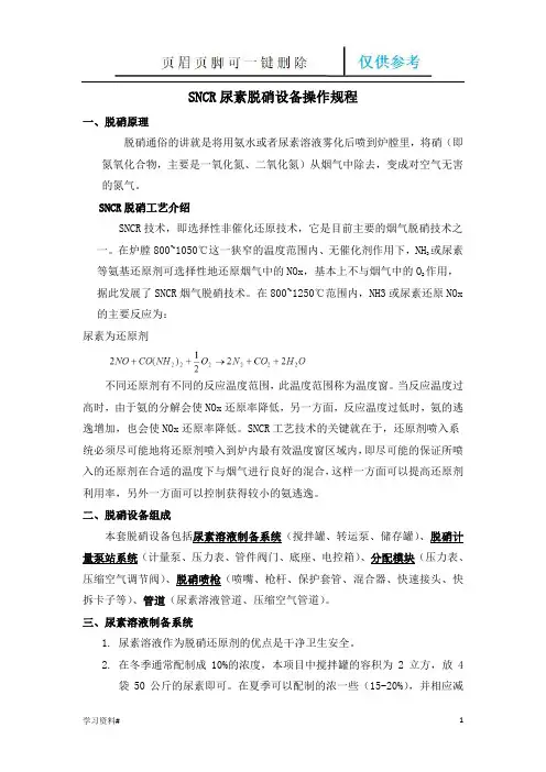 脱硝(尿素)操作规程(借鉴材料)