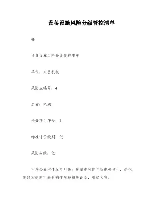 设备设施风险分级管控清单