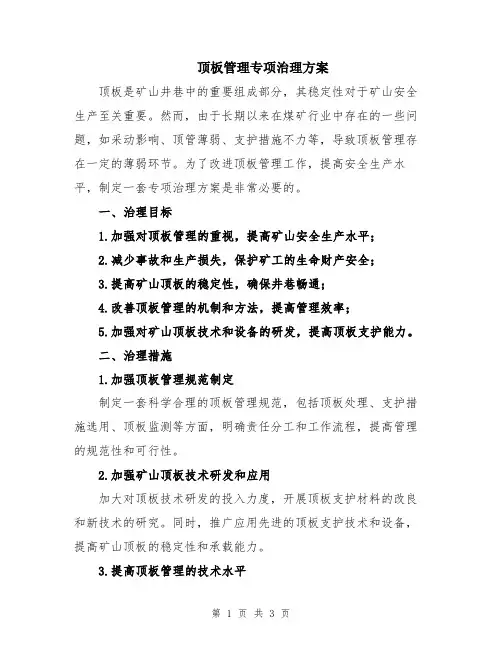顶板管理专项治理方案