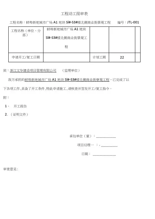 工程动工报审表全套