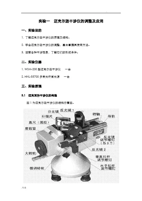 实验一迈克尔逊干涉仪的调整及应用