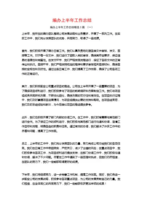 编办上半年工作总结3篇