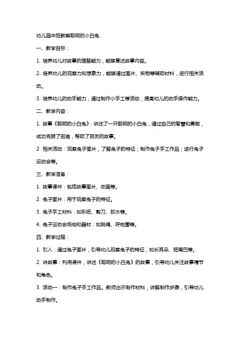幼儿园中班教案聪明的小白兔